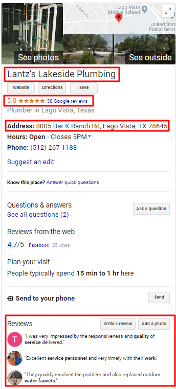 Client Google My Business Screenshot